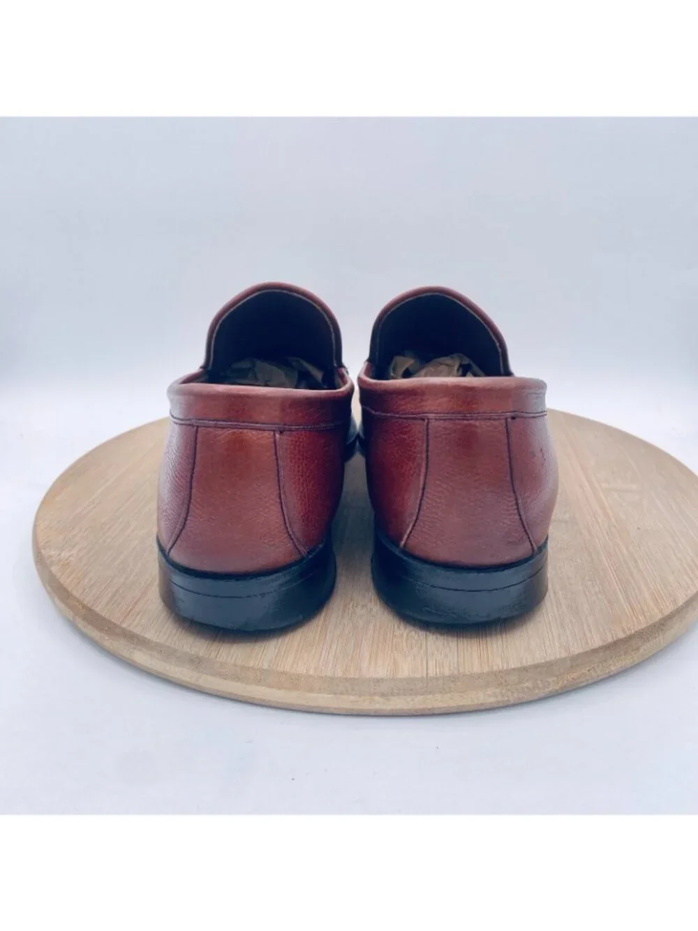 Vintage Florsheim Imperial Shoes Mens 8.5 Brown Leather Hand Sewn Loafers